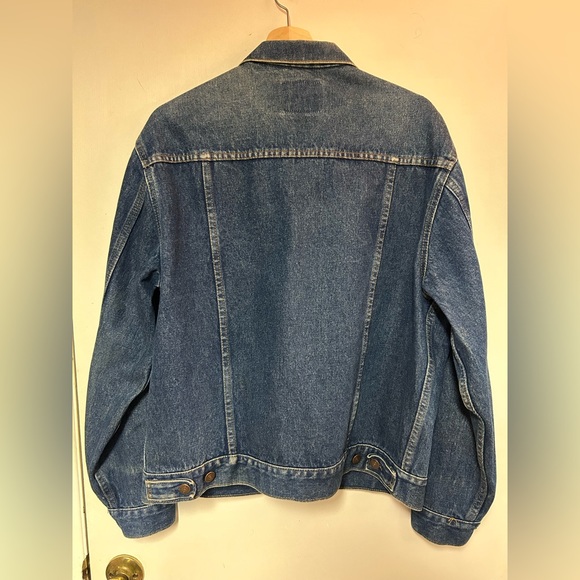 VINTAGE 1980s GAP Denim Jacket Men Large Cotton Blue Jean Trucker L Motorcycle - Picture 8 of 11